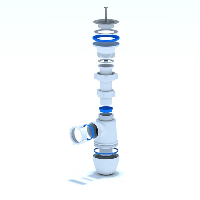 Сифон для мойки  Сифон для мойки "АНИ Пласт" C0100, 1 1/2" х 40 мм, с нержавеющей решеткой d=70 мм