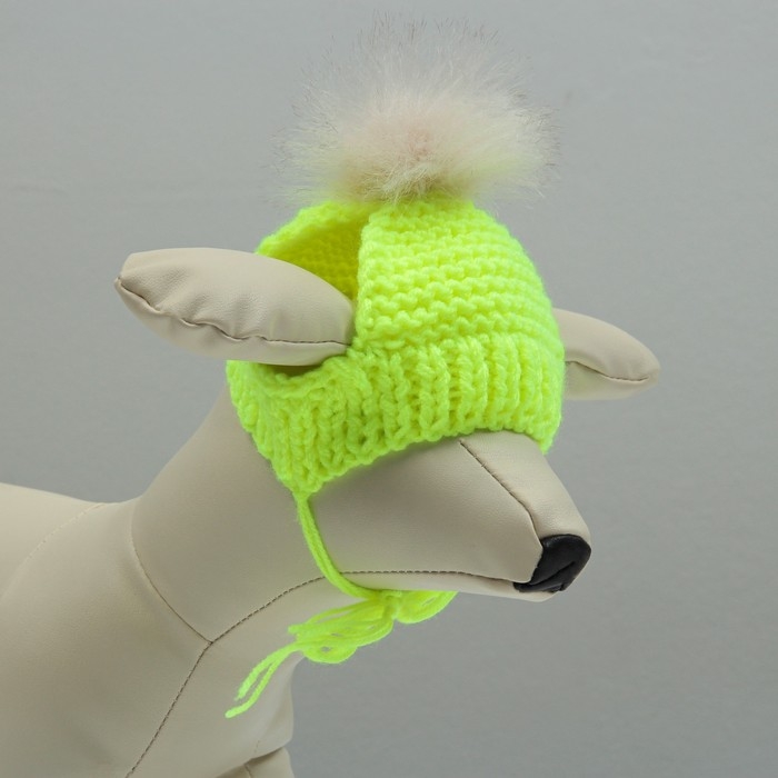 Шапка вязаная для собак, с помпоном, M-L (объем головы 28 см, высота 9 см), микс Шапка вязаная для собак, с помпоном, M-L (объем головы 28 см, высота 9 см), микс
