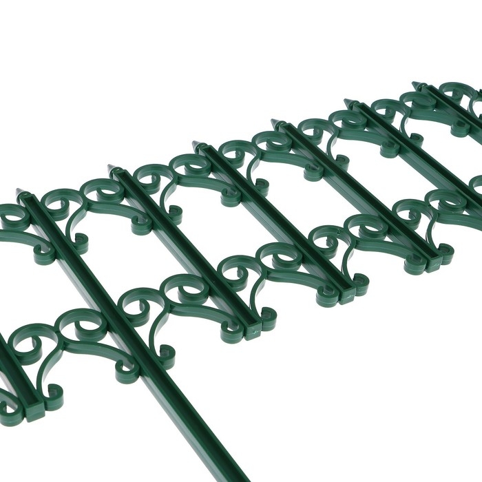 Ограждение декоративное, 25 × 180 см, 5 секций, пластик, зелёное, «Классика» Ограждение декоративное, 25 × 180 см, 5 секций, пластик, зелёное, «Классика»