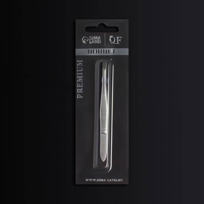 Пинцет «Premium» скошенный, узкий, 9 × 0,6 см, на блистере, цвет серебристый