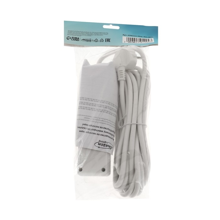 Удлинитель Luazon Lighting, 3 розетки, 5 м, 10 А, 2200 Вт, 3х1.5 мм2, с з/к, с выкл., Б Удлинитель Luazon Lighting, 3 розетки, 5 м, 10 А, 2200 Вт, 3х1.5 мм2, с з/к, с выкл., Б