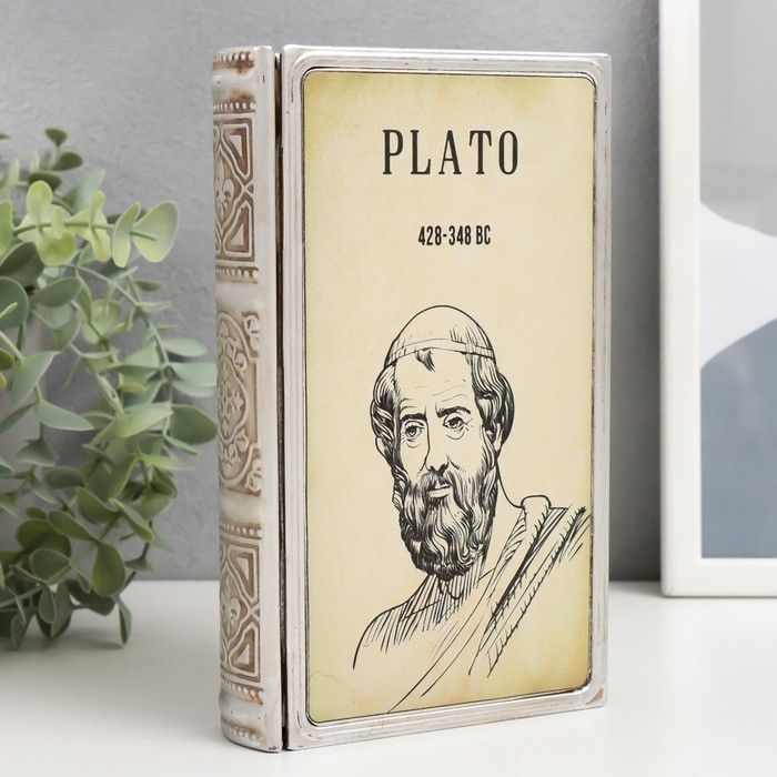 Шкатулка-книга металл, кожзам  Шкатулка-книга металл, кожзам "Платон" 20х12х4 см