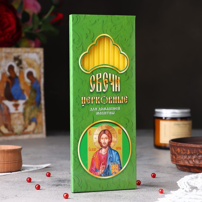Набор свечей церковных  Набор свечей церковных "Спаситель" для домашней молитвы, парафин, 12 шт