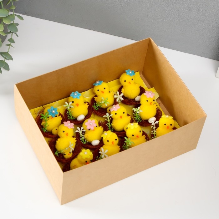 Сувенир пасхальный Сувенир пасхальный "Цыпа с цыплёнком в гнезде с цветочками" набор 12 шт 5х5х5 см