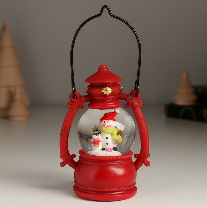 Сувенир полистоун водяной шар Сувенир полистоун водяной шар "Дед Мороз/Снеговик в фонарике" МИКС 7х5х10 см