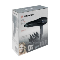 Фен BRAYER BR3001, 2200 Вт, 6 скоростей, 8 температурных режимов, сенсор, чёрный