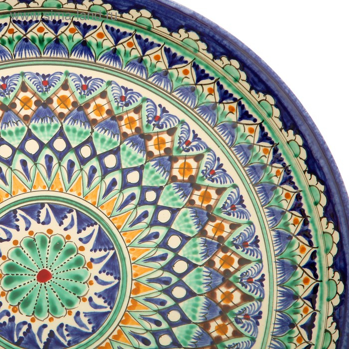 Ляган Риштанская Керамика  Ляган Риштанская Керамика "Узоры", 36 см, синий