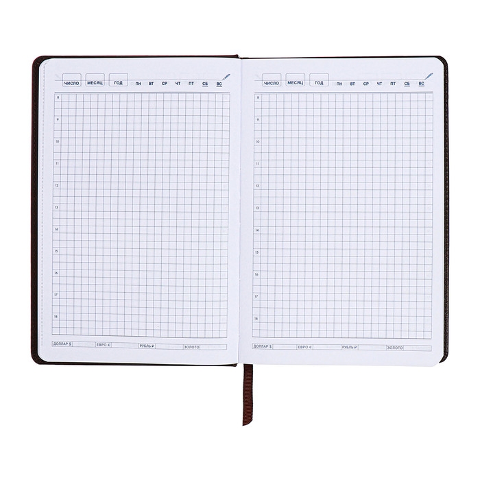 Ежедневник недатированный, А5, 140л, клетка, обл.кожзам, Стиль, темно-серый