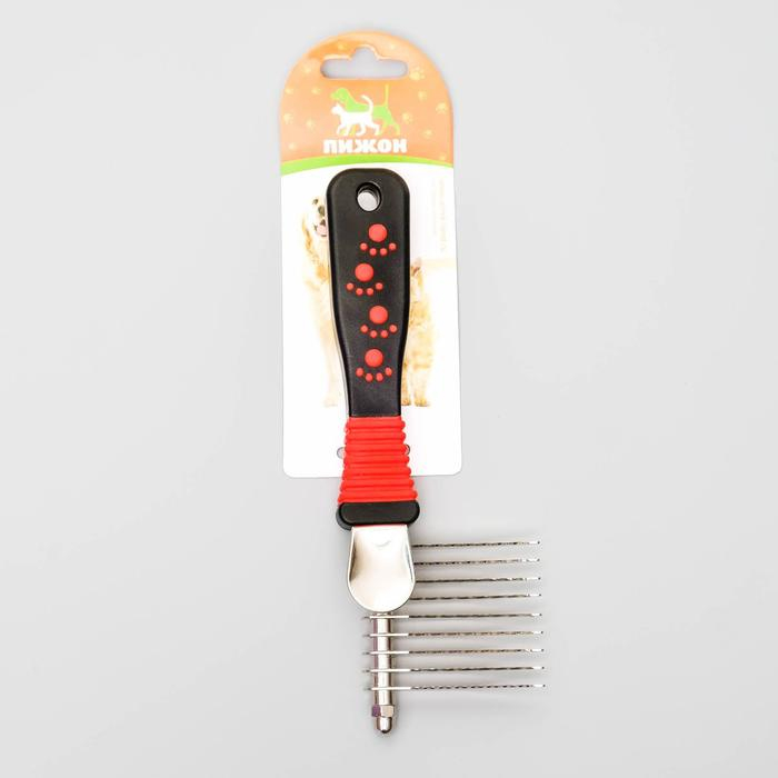 Колтунорез боковой 9 лезвий, 6,5 х 19 см, чёрно-красный Колтунорез боковой 9 лезвий, 6,5 х 19 см, чёрно-красный