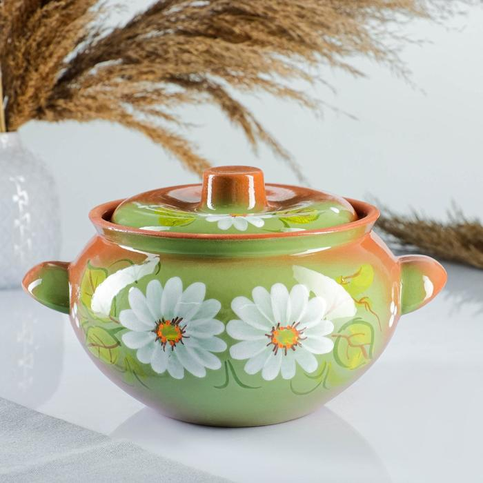 Жаровня  Жаровня "Ромашка" на зелёном, 2л