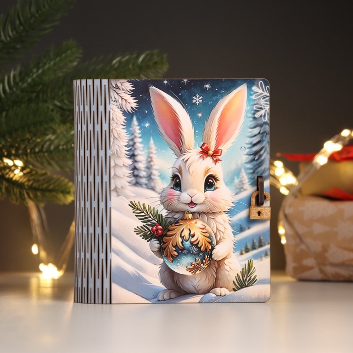 Новогодняя шкатулка-книга "Зая" 14х12х5 см