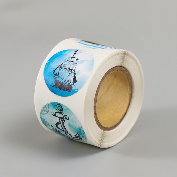 Наклейка бумага Наклейка бумага "Морская тематика" d=2,5 см 252 шт в рулоне