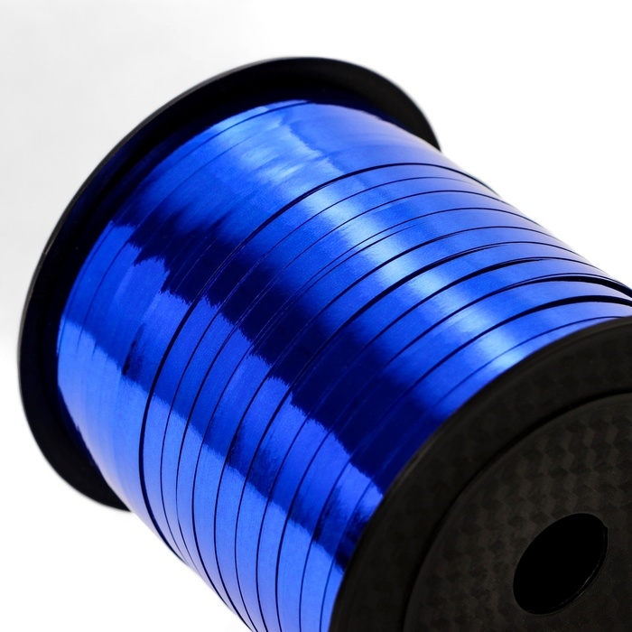 Лента для декора и подарков, синий, металлизированная, 0,5 см х 250 м Лента для декора и подарков, синий, металлизированная, 0,5 см х 250 м