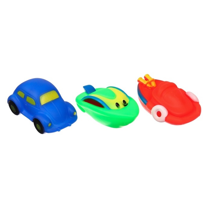 Набор резиновых игрушек для ванны «Транспорт», с пищалкой, 3 шт, виды МИКС, Крошка Я Набор резиновых игрушек для ванны «Транспорт», с пищалкой, 3 шт, виды МИКС, Крошка Я