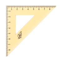 Набор чертёжный 4 предмета (линейка 15 см, угольник 30 °/ 60 °, 10 см; угольник 45 °/ 45 °, 8 см; транспортир 180 °, 9 см), прозрачный оранжевый
