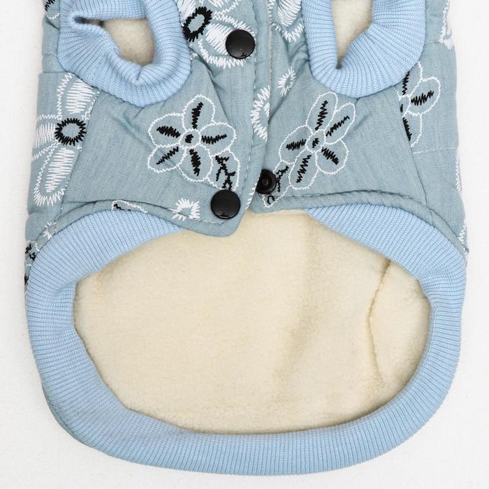 Куртка для собак с цветами, M (ДС 25 см, ОШ 26 см, ОГ 37 см), голубая Куртка для собак с цветами, M (ДС 25 см, ОШ 26 см, ОГ 37 см), голубая