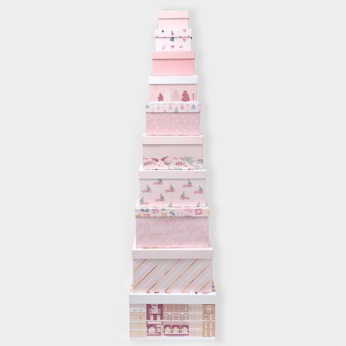 Набор подарочных коробок 10 в 1 «Happy New year», 10 х 10 х 6 ‒ 28 х 28 х 15 см, Новый год Набор подарочных коробок 10 в 1 «Happy New year», 10 х 10 х 6 ‒ 28 х 28 х 15 см, Новый год