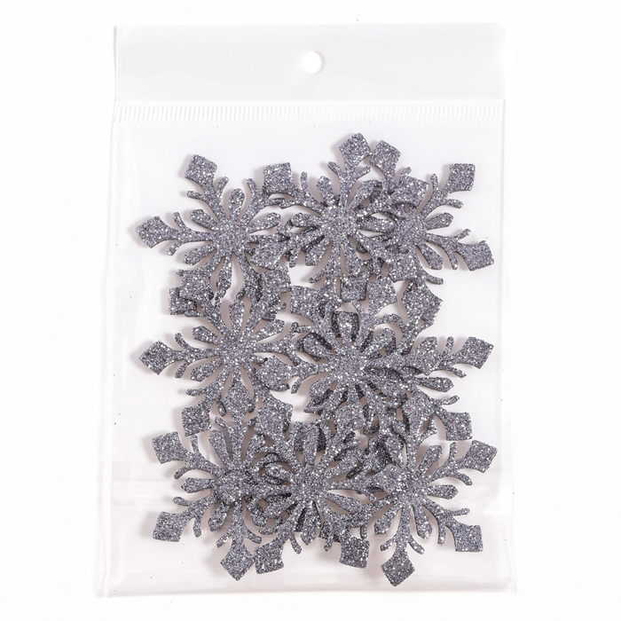 Новый год! Декор «Снежинки», набор 9 шт., цвет серебро Новый год! Декор «Снежинки», набор 9 шт., цвет серебро