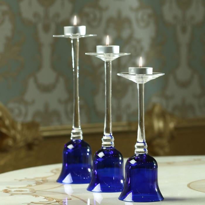 Подсвечник стекло набор 3 шт Подсвечник стекло набор 3 шт "Бархатная ночь" высота 26см, 23 см, 20 см