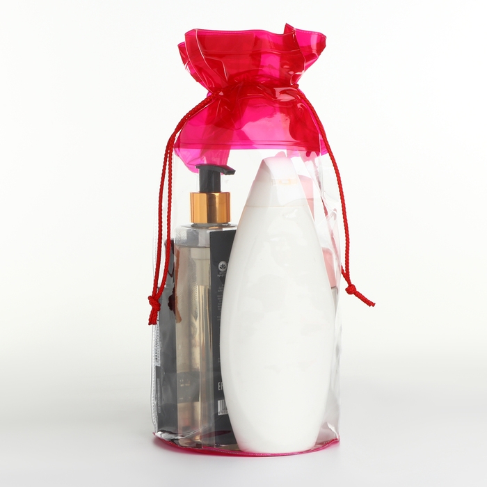 Косметичка на шнуре, цвет прозрачный/красный Косметичка на шнуре, цвет прозрачный/красный