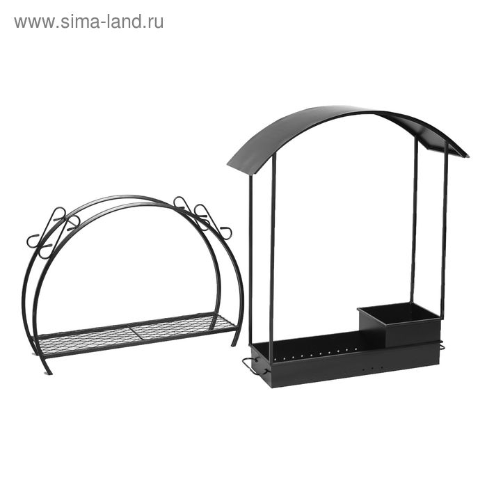 Мангал кованый, с дровяником и крышей, 35 кг, толщина металла 2,5 мм, 90 х 32 х 202 см Мангал кованый, с дровяником и крышей, 35 кг, толщина металла 2,5 мм, 90 х 32 х 202 см