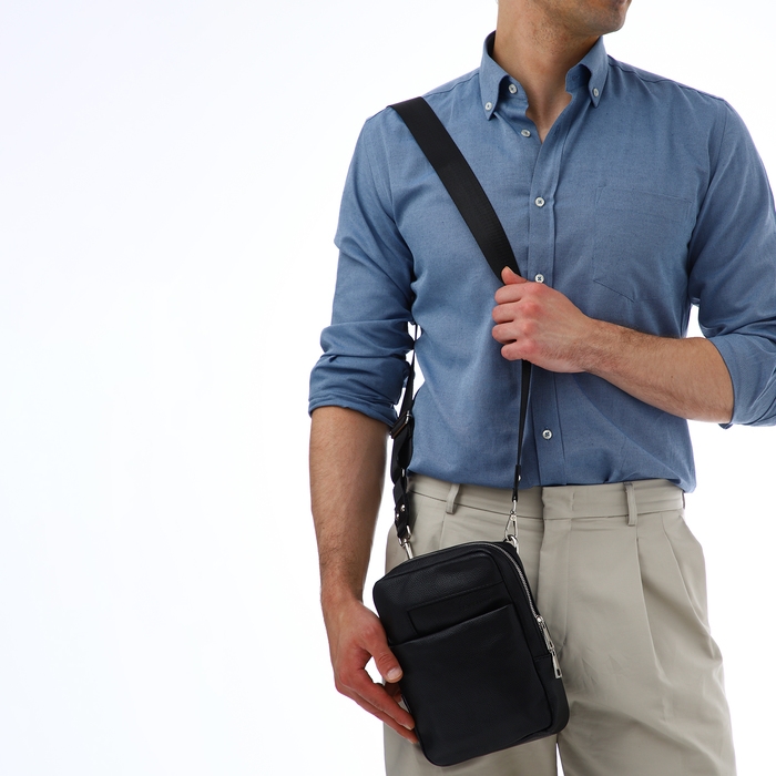 Сумка мужская через плечо TEXTURA, искусственная кожа, цвет чёрный Сумка мужская через плечо TEXTURA, искусственная кожа, цвет чёрный