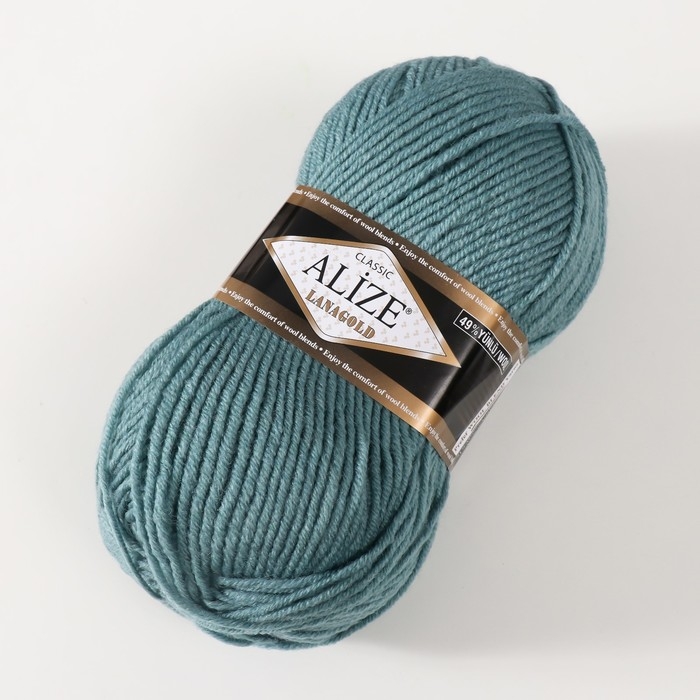 Пряжа Пряжа "Lanagold" 51% акрил, 49% шерсть 240м/100гр (386 лазурный)