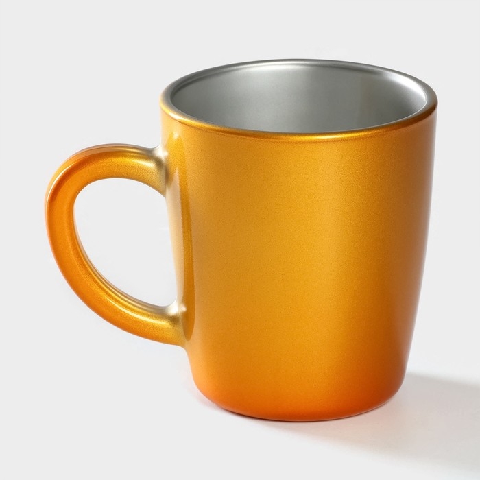 Кружка стеклянная, 340 мл, цвет оранжевый металлик Кружка стеклянная, 340 мл, цвет оранжевый металлик