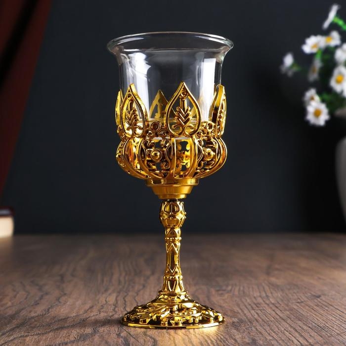 Подсвечник стекло Подсвечник стекло "Наслаждение" 12*6,5*6,5 см, золото