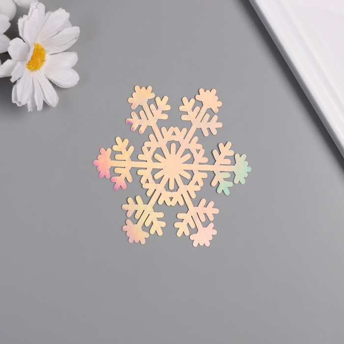 Наклейка бумага, пластик Наклейка бумага, пластик "Снежинки" серебро переливы набор 8 шт 9,5х8,5 см