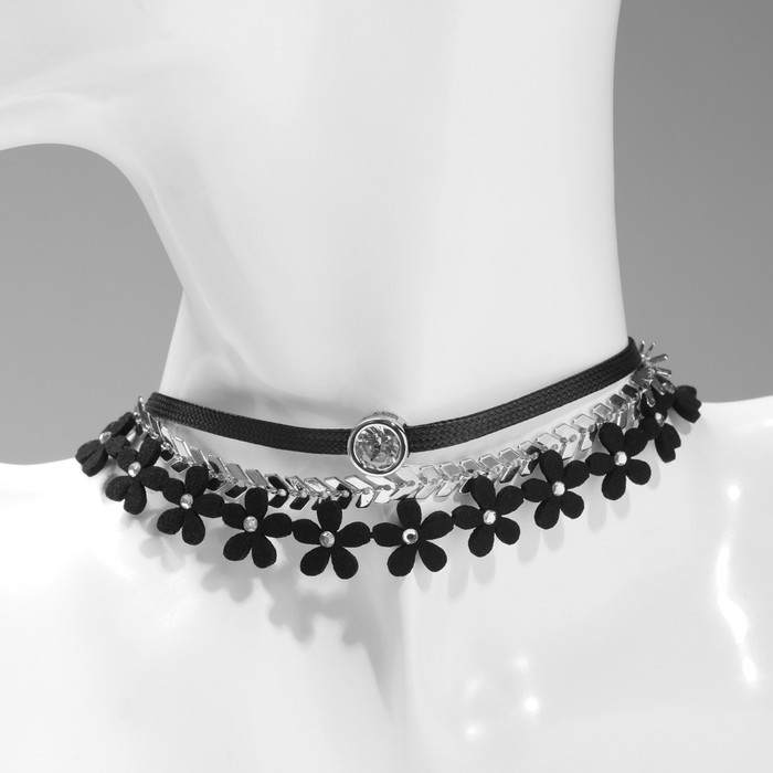 Чокер «Трио» цветок и стрелы (набор 3 шт.), цвет чёрно-серебряный, 38 см Чокер «Трио» цветок и стрелы (набор 3 шт.), цвет чёрно-серебряный, 38 см