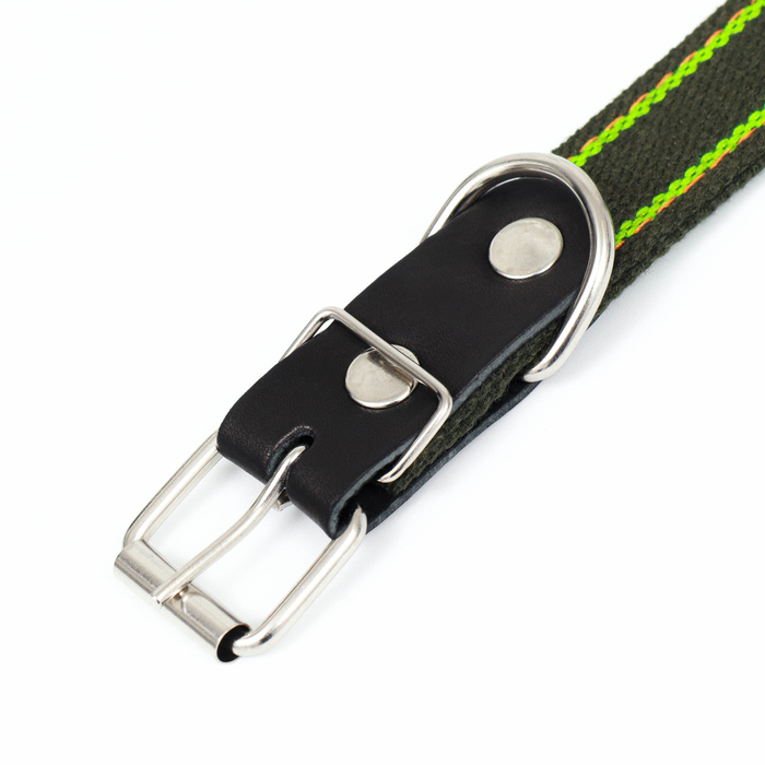 Ошейник брезентовый безразмерный двухслойный, хаки/зелёный, 67 х 3 см, ОШ до 55 см Ошейник брезентовый безразмерный двухслойный, хаки/зелёный, 67 х 3 см, ОШ до 55 см