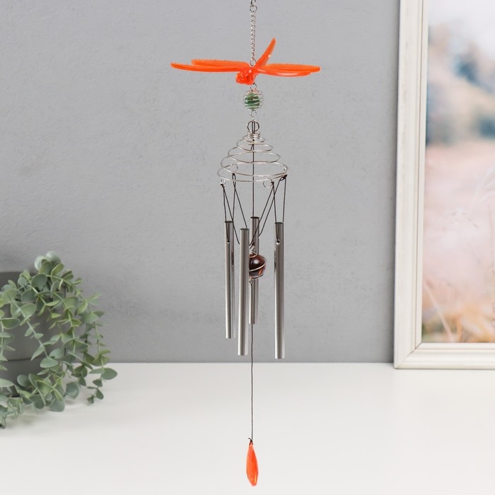 Музыка ветра металл, пластик 4 трубочки Музыка ветра металл, пластик 4 трубочки "Стрекоза" 55х14х8,7 см