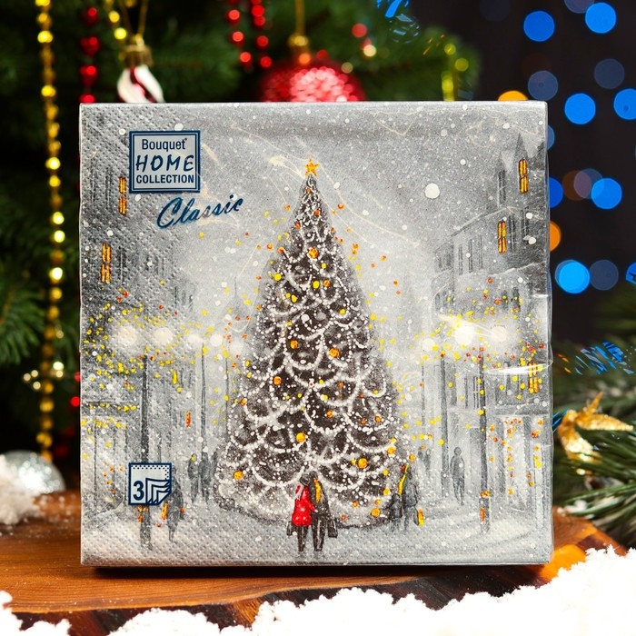 Новогодние салфетки бумажные Home Collection «Волшебная ночь», 3 слоя, 33х33, 20 шт. Новогодние салфетки бумажные Home Collection «Волшебная ночь», 3 слоя, 33х33, 20 шт.