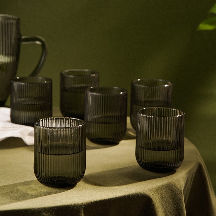 Набор стаканов стеклянный SL Home «Модерн», 260 мл, 7,5×9,5 см, цвет графитовый Набор стаканов стеклянный SL Home «Модерн», 260 мл, 7,5×9,5 см, цвет графитовый