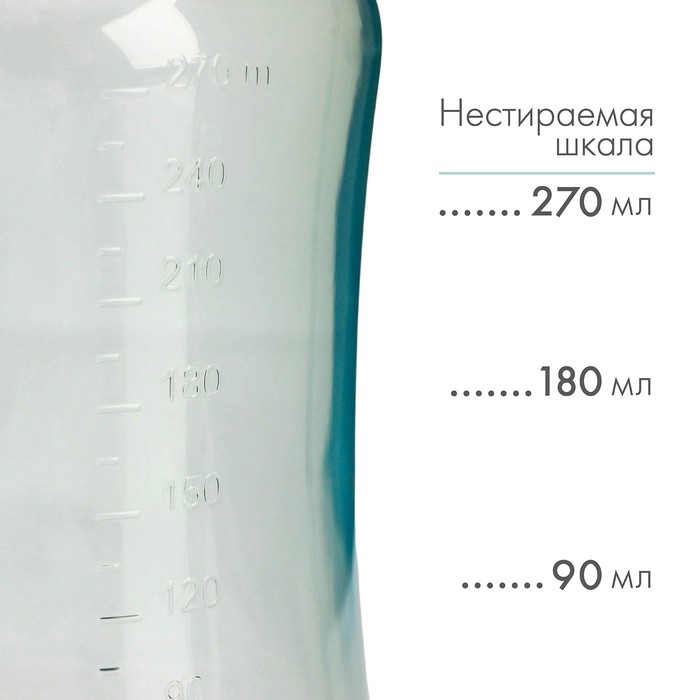 Бутылочка для кормления, широкое горло, 270 мл, бирюзовый/розовый Бутылочка для кормления, широкое горло, 270 мл, бирюзовый/розовый