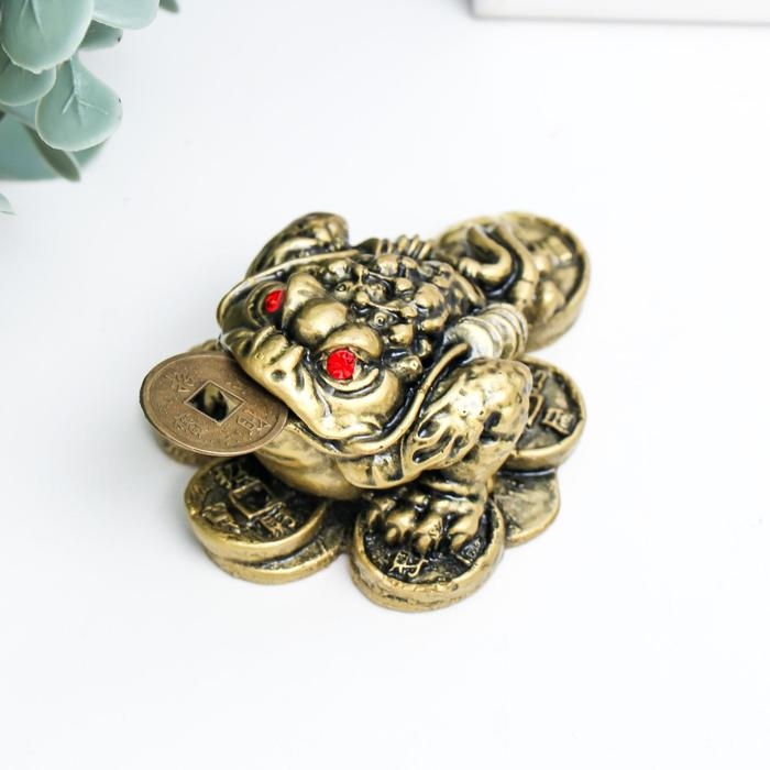 Нэцкэ бронза Нэцкэ бронза "Жаба на монетах" 4 х 7 х 5,5 см