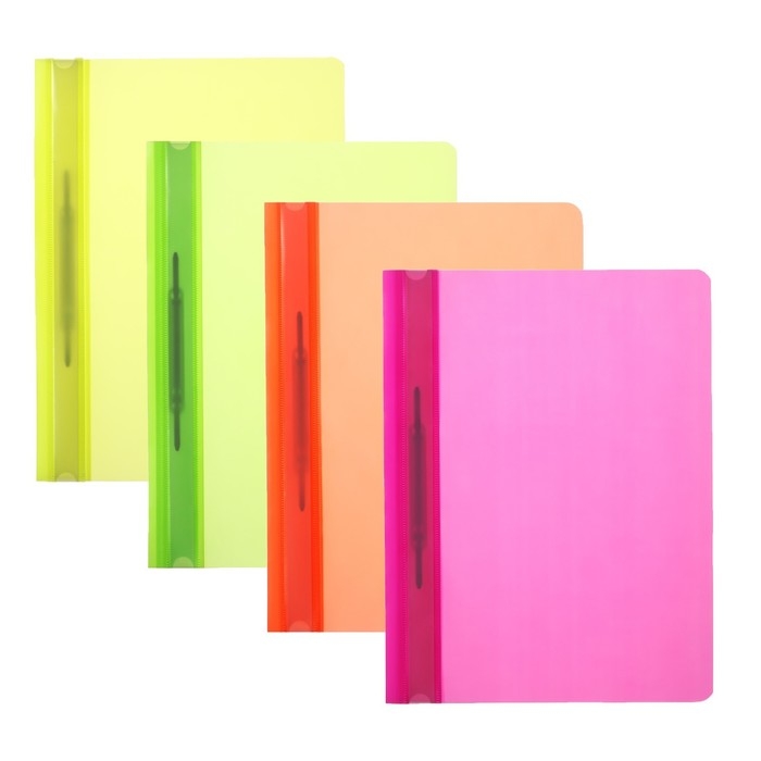 Набор папок-скоросшивателей А4, Calligrata Neon, 160 мкм, 8 штук, МИКС, прозрачный верх Набор папок-скоросшивателей А4, Calligrata Neon, 160 мкм, 8 штук, МИКС, прозрачный верх