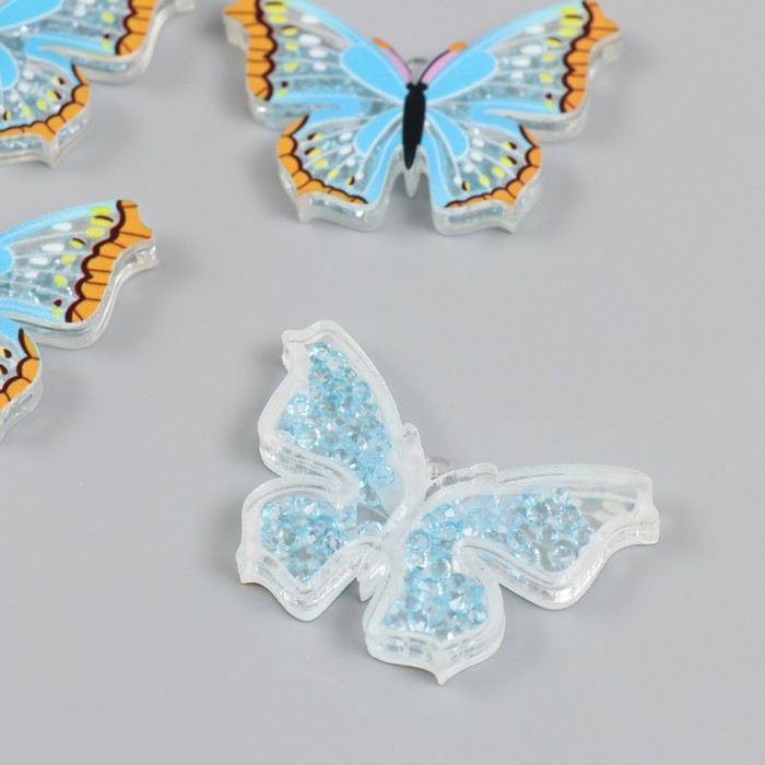 Шейкер для творчества акрил Шейкер для творчества акрил "Бабочка голубая с оранжевым" с бисером 0,5х5,1х3,3 см