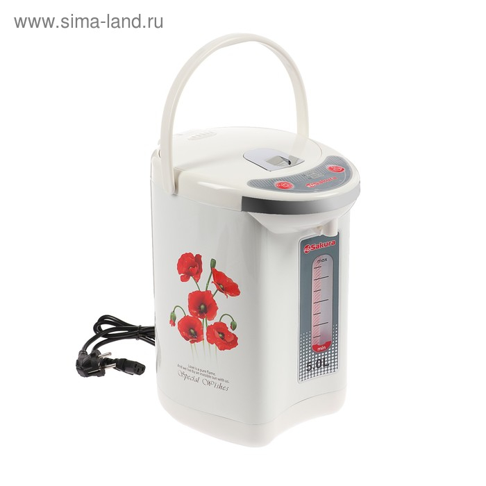 Термопот Sakura SA-315WM, 750 Вт, 5 л, нержавеющая сталь, белый Термопот Sakura SA-315WM, 750 Вт, 5 л, нержавеющая сталь, белый