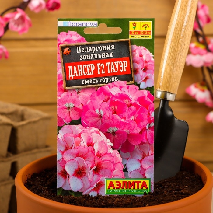 Семена цветов Пеларгония  Семена цветов Пеларгония "Дансер Тауэр", смесь окрасок, F2, 5 шт.