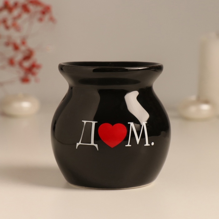 Аромалампа керамика Аромалампа керамика "Д♥м." чёрная 7,2х7,2х7,8 см