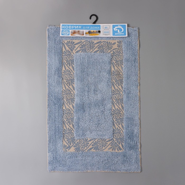 Коврик для дома Доляна «Вензель», 50×80 см, цвет голубой