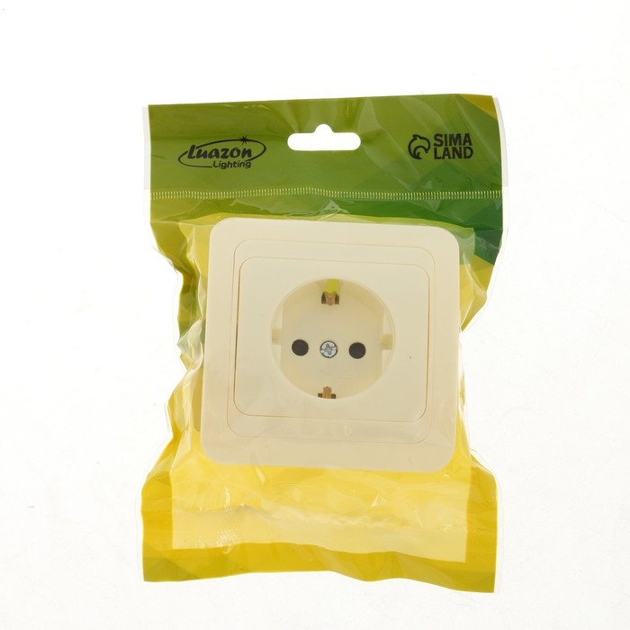 Розетка одноместная со шторкой Luazon Lighting  Розетка одноместная со шторкой Luazon Lighting "Орион", 16 А, скрытая, с з/к, бежевая