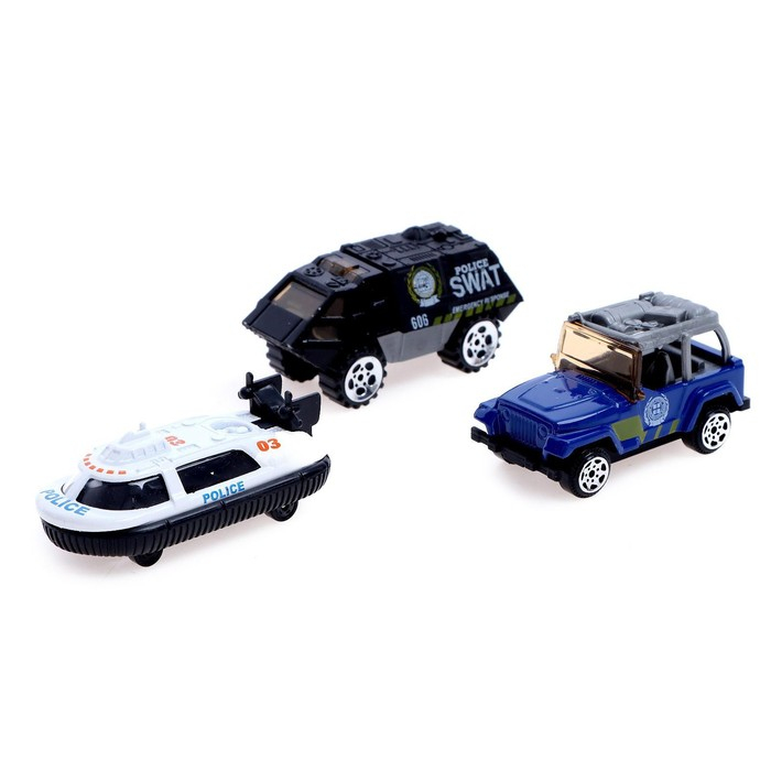 Набор металлических машин «Полиция», 3 штуки, МИКС Набор металлических машин «Полиция», 3 штуки, МИКС