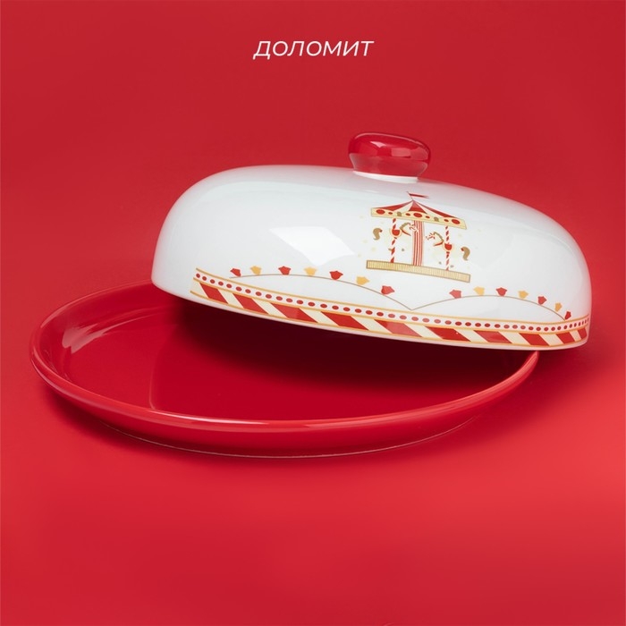 Блинница новогодняя Доляна «Парк аттракционов», d=23 см, керамика, цвет белый Блинница новогодняя Доляна «Парк аттракционов», d=23 см, керамика, цвет белый
