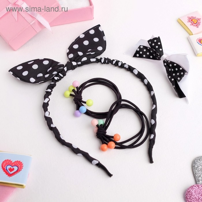 Набор для волос Набор для волос "Солоха" (ободок, 2 резинки, зажим) весёлый горошек