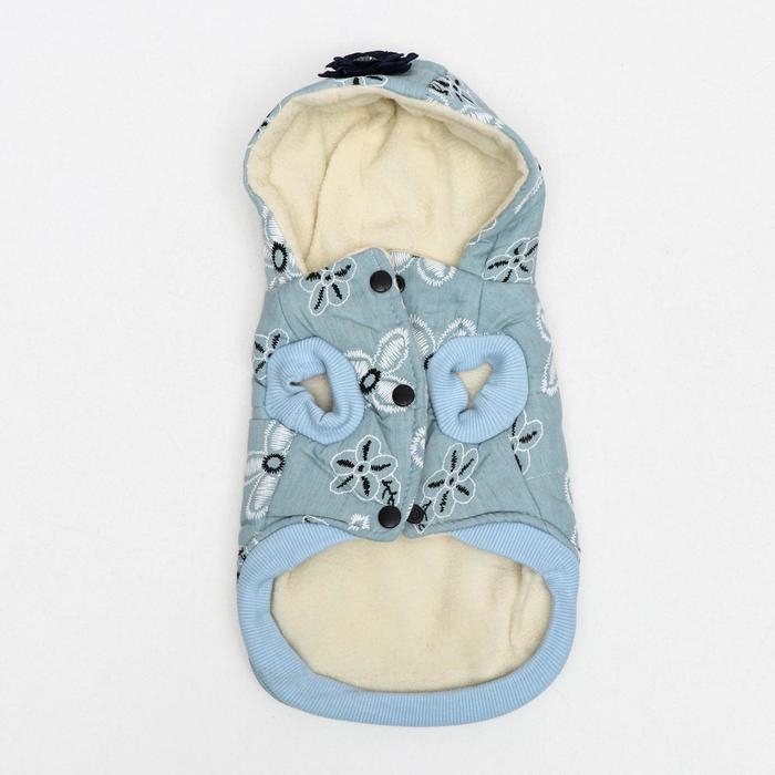 Куртка для собак с цветами, S (ДС 20 см, ОШ 23 см, ОГ 32 см), голубая Куртка для собак с цветами, S (ДС 20 см, ОШ 23 см, ОГ 32 см), голубая