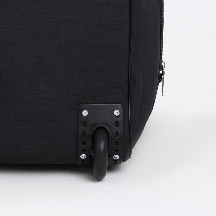 Сумка дорожная на колёсах, отдел на молнии, с увеличением, 2 наружных кармана, цвет чёрный Сумка дорожная на колёсах, отдел на молнии, с увеличением, 2 наружных кармана, цвет чёрный