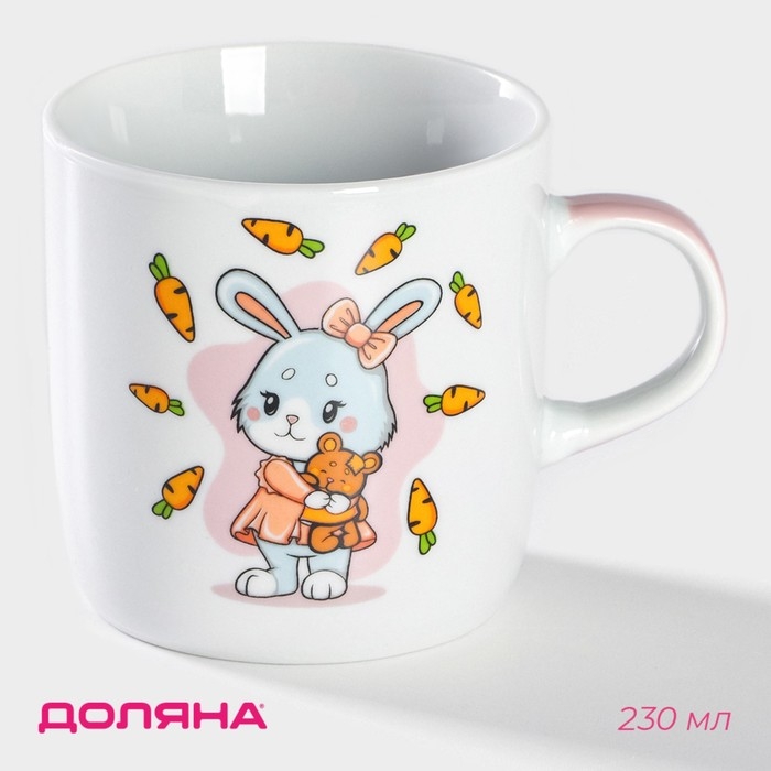 Кружка керамическая Доляна «Лапочка зайка», 230 мл, цвет белый Кружка керамическая Доляна «Лапочка зайка», 230 мл, цвет белый